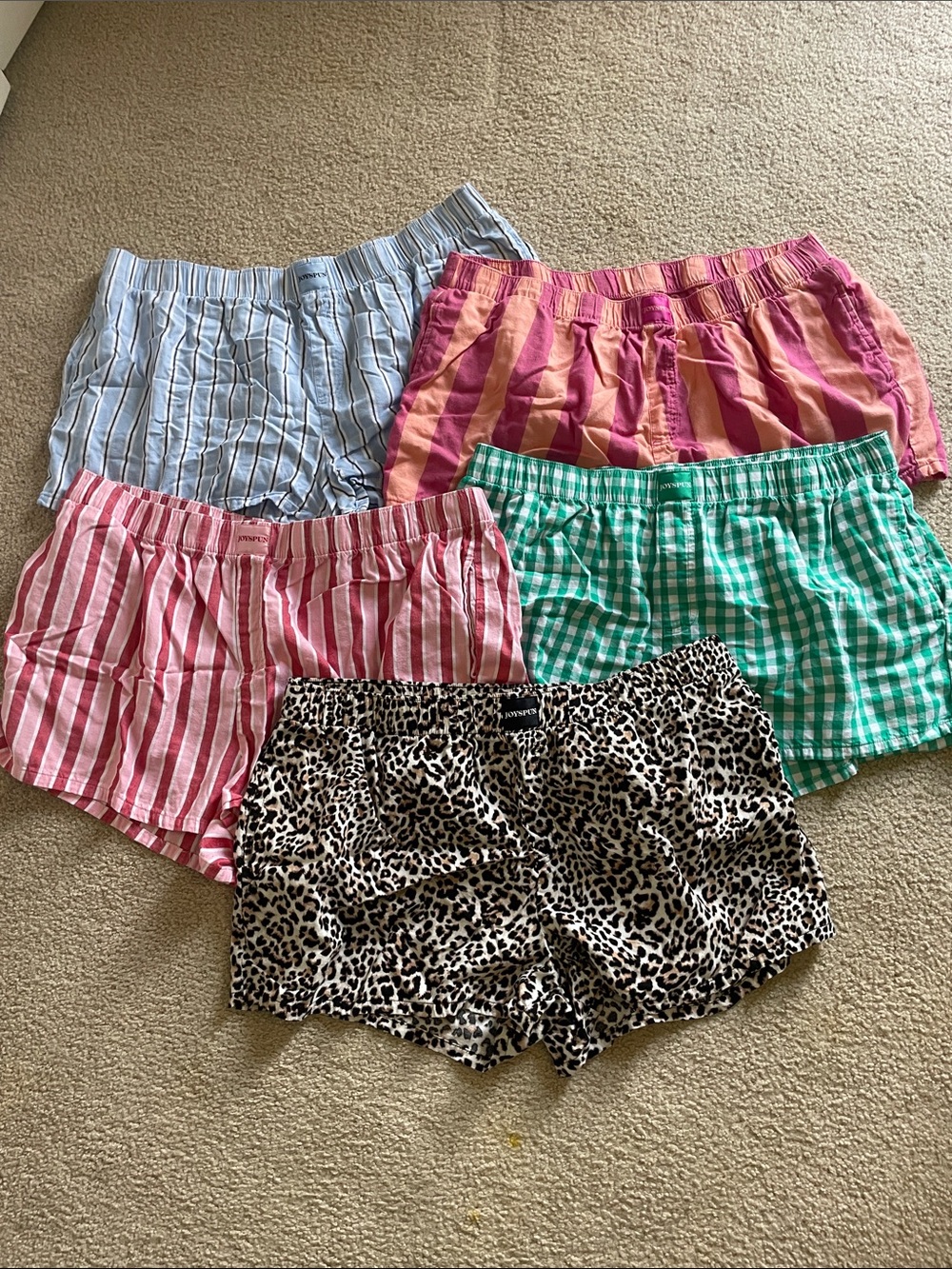 Joyspun Women’s Woven Pajama Boxer Shorts 3” Inseam XL - Lot of 5